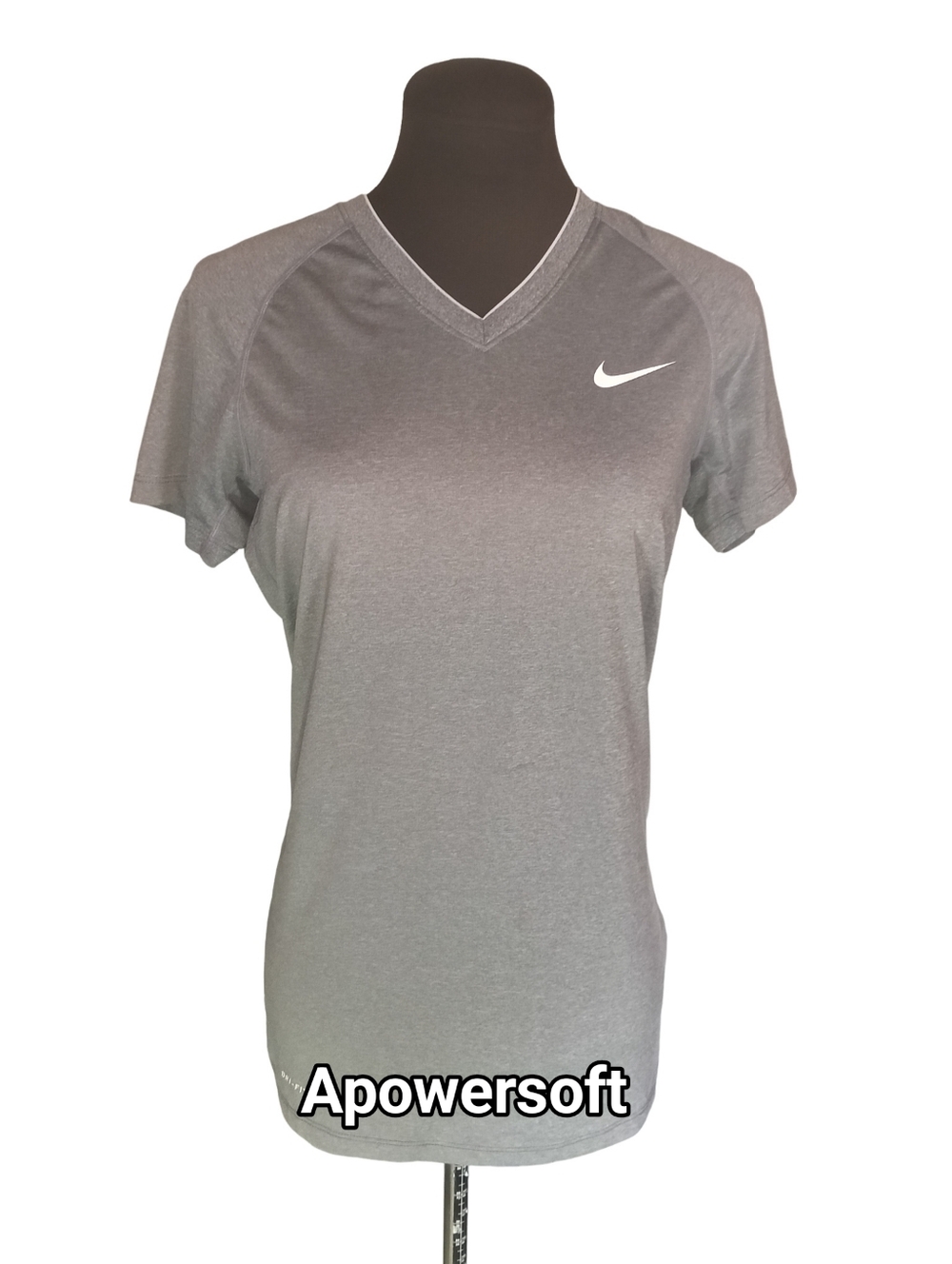 Nike Women's Heather Gray V-Neck Dri-FIT Short Sleeve Tee